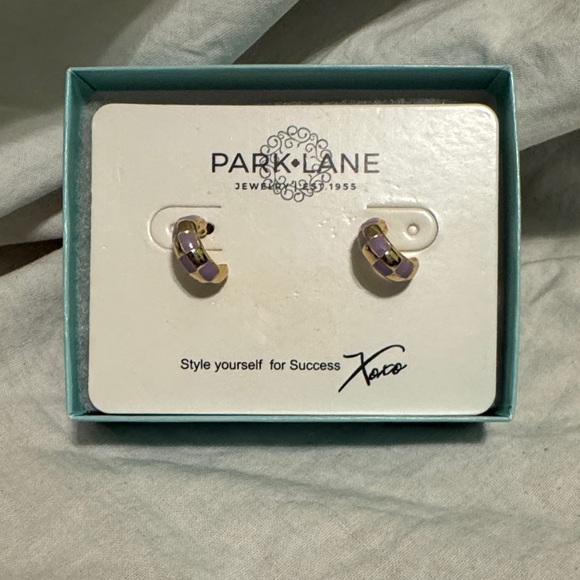 Park Lane Lavender and Gold Hoop Earrings - Picture 1 of 4